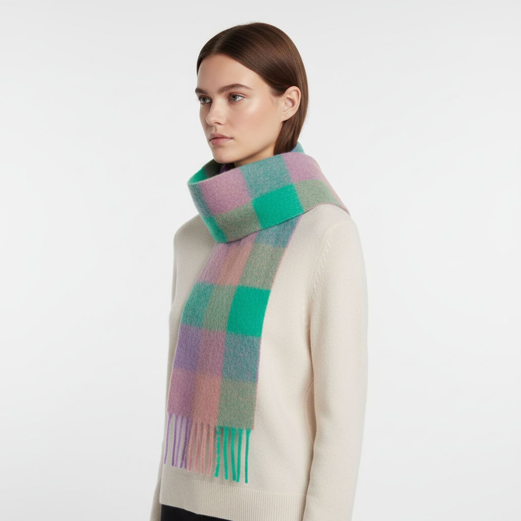 Cozy Plaid Fuzzy Winter Scarf