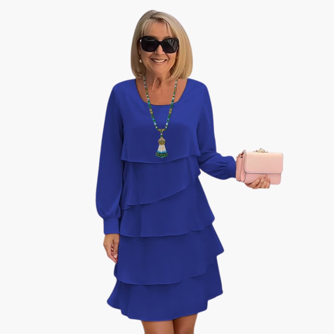 Feminine Long Sleeve Round Neck Winter Dress