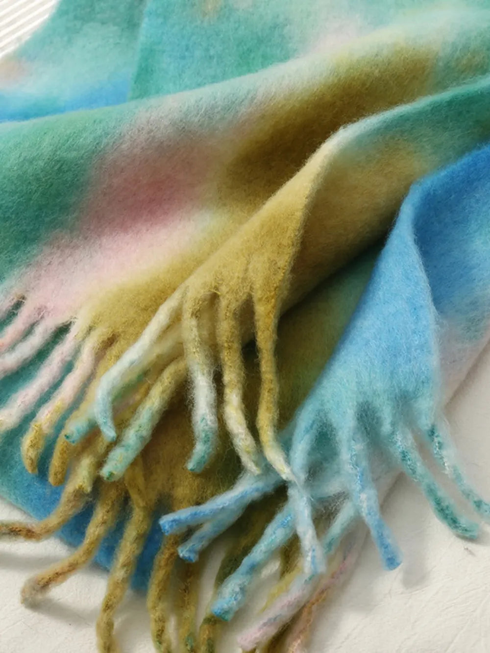 Fringe Tie Dye Polyester Scarf