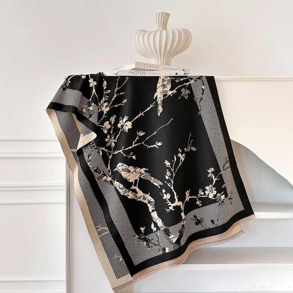 Neutral Raw Hem Winter Scarf