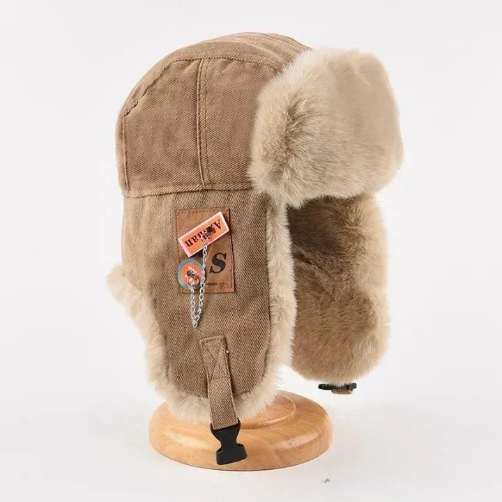 Warm Fur Lined Trapper Hat with Ear Flaps