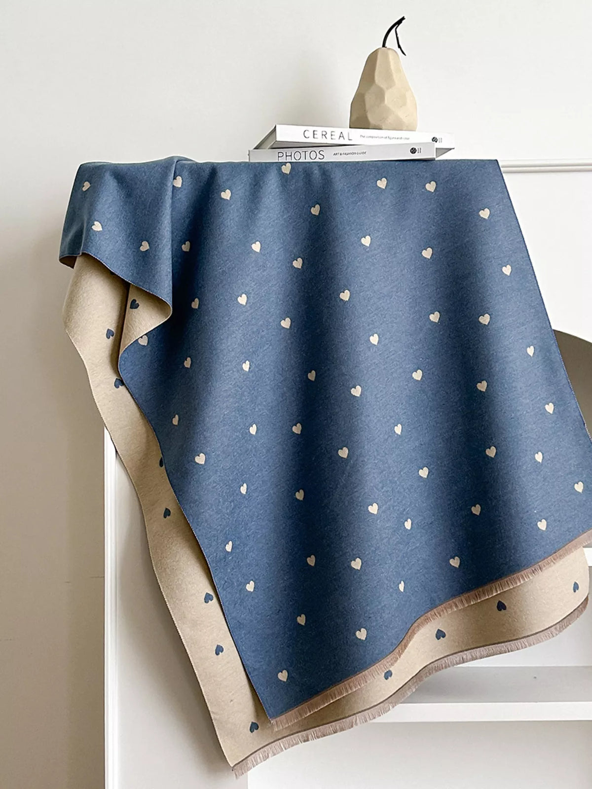 Heart Raw Hem Scarf