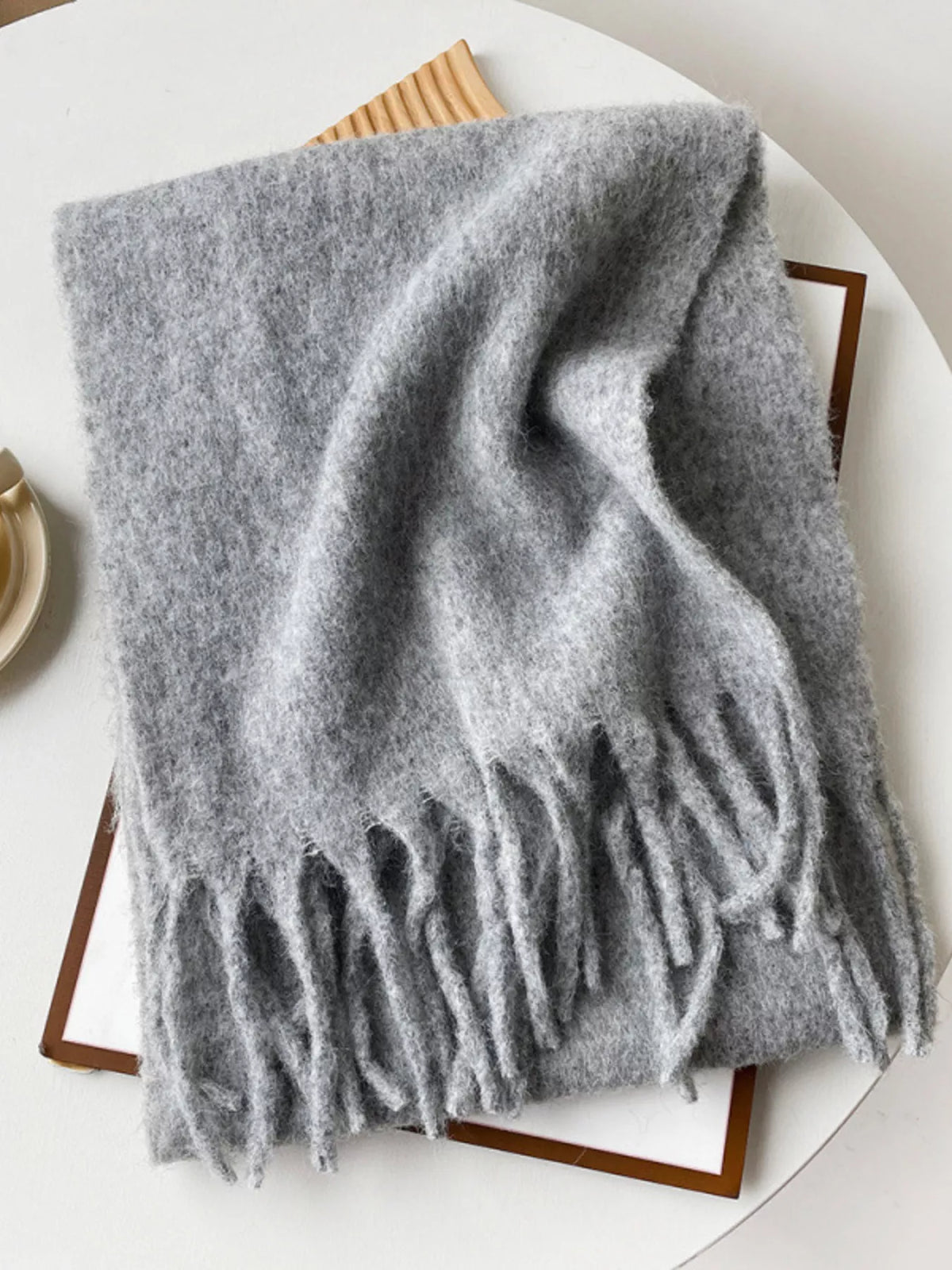 Fringe Solid Color Polyester Scarf