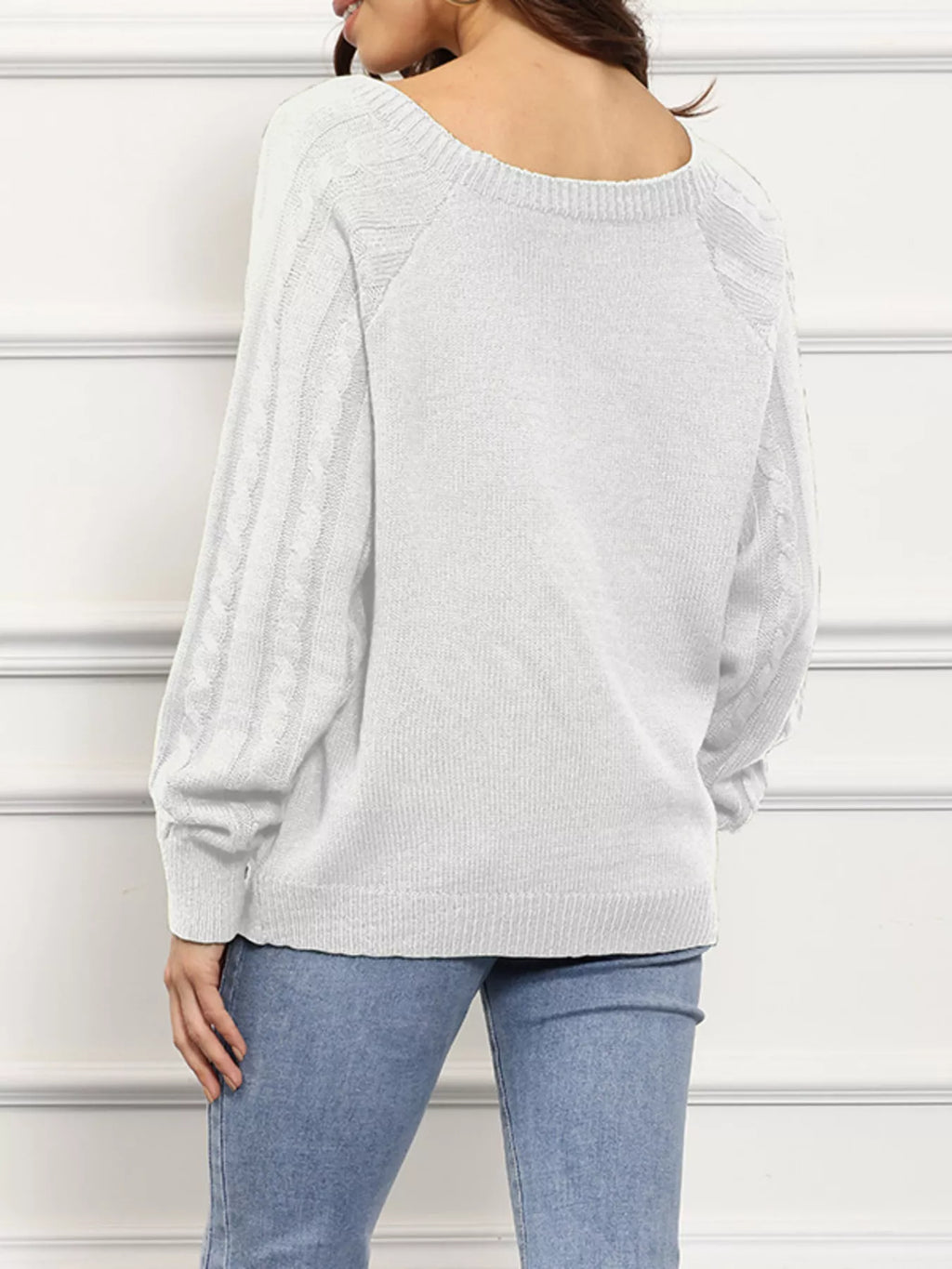 Cable Knit Boat Neck Sweater