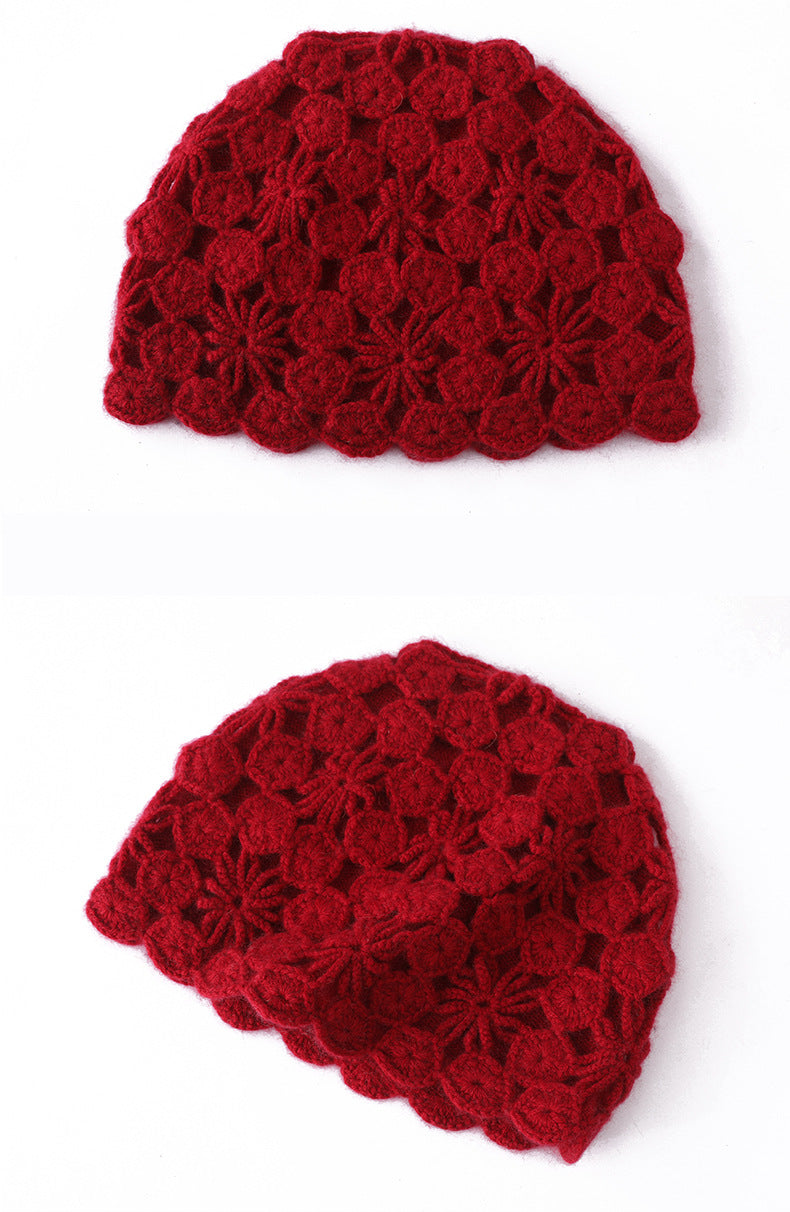 Elegant Plum Blossom Knit Cashmere Hat