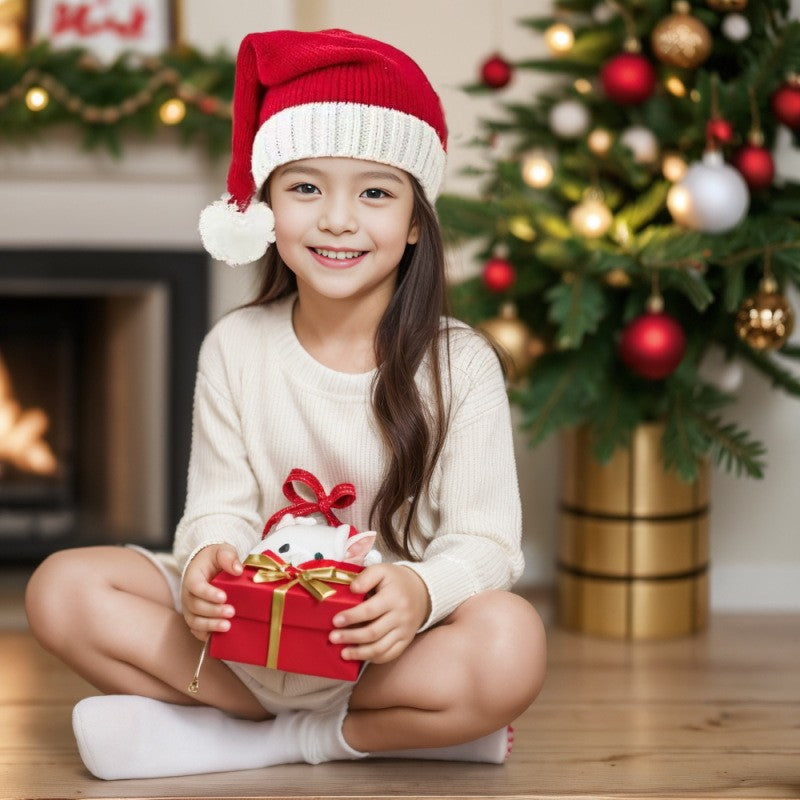 Classic Red Knit Christmas Hat - Adult & Kids