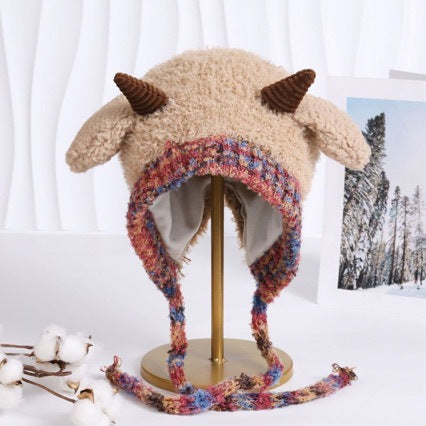 Cute Bear Ear Fleece-Lined Knit Hat for Winter