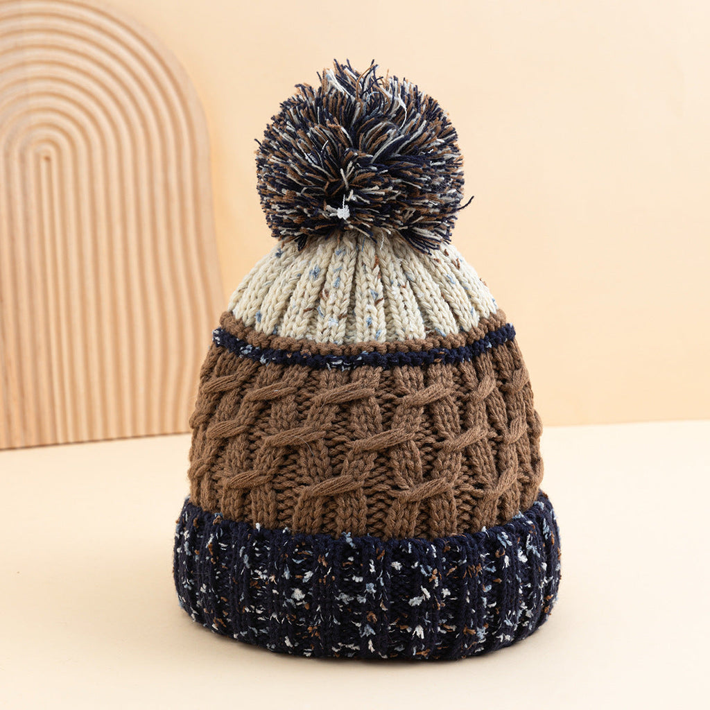 Cozy Mixed Color Knit Beanie with Pom