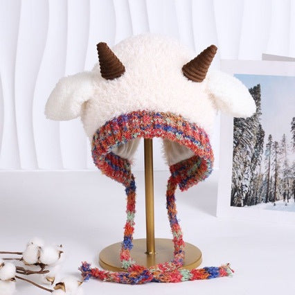 Cute Bear Ear Fleece-Lined Knit Hat for Winter