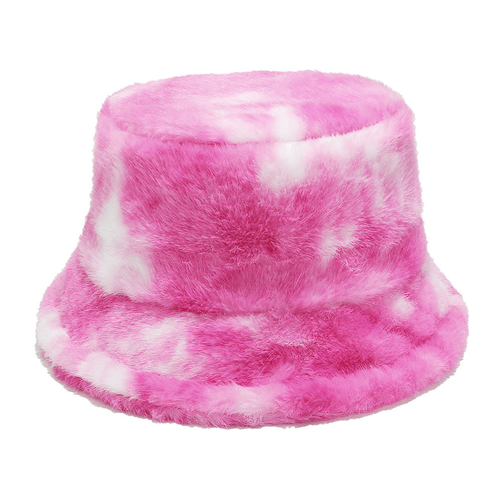Tie-Dye Fur Fisherman Hat - Warm Ear Protection