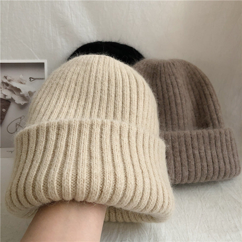 Cozy Rabbit Fur Knit Beanie - Warm Winter Hat