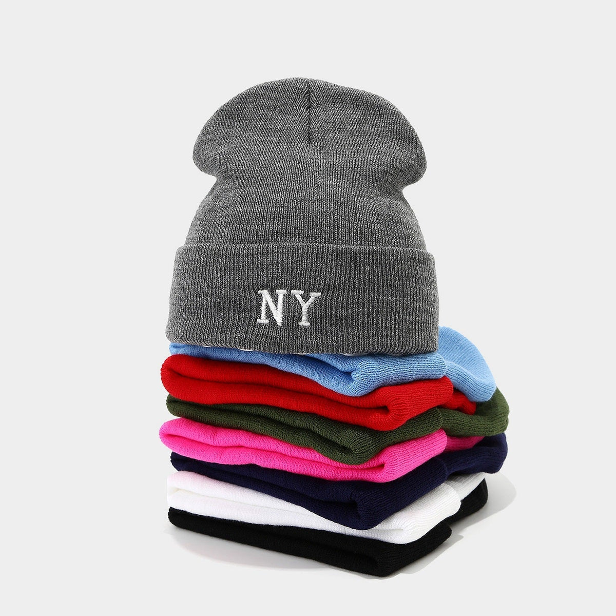 NY Embroidered Knit Beanie - Warm Winter Hat