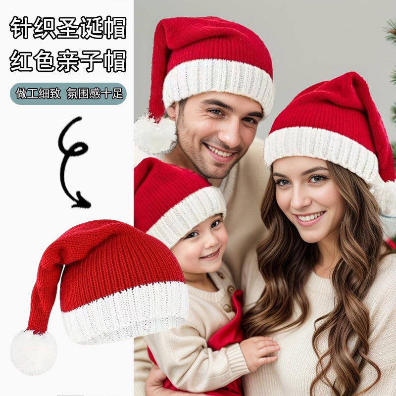 Classic Red Knit Christmas Hat - Adult & Kids