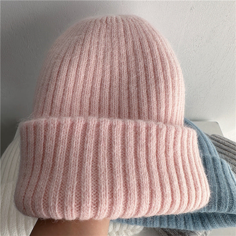 Cozy Rabbit Fur Knit Beanie - Warm Winter Hat