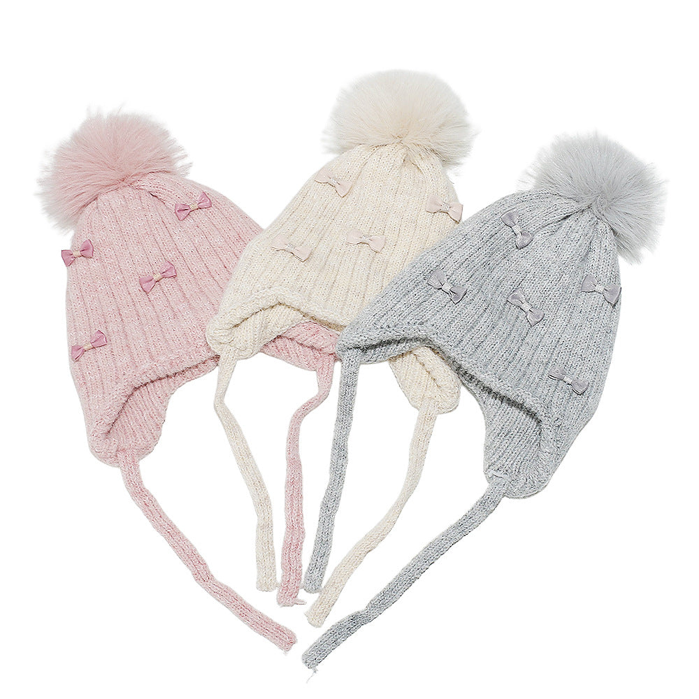 Girls' Bow Earflap Knit Hat - Cozy Winter Style
