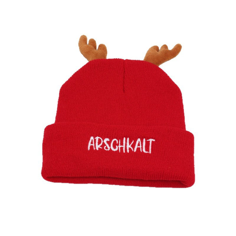 Cozy Reindeer Antler Knit Beanie - Festive Holiday Hat