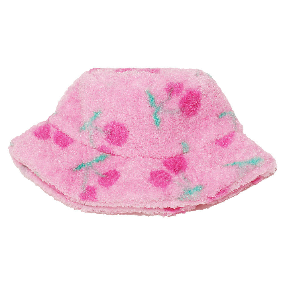 Pink Cherry Fisherman Hat - Cozy Winter Beanie