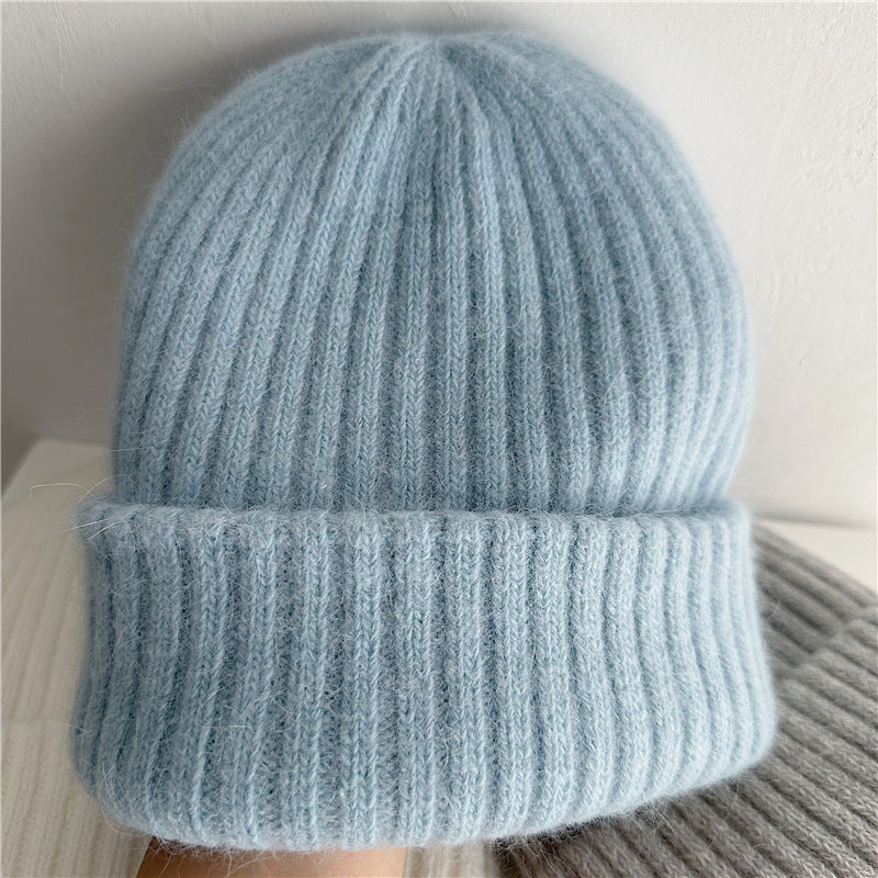 Cozy Rabbit Fur Knit Beanie - Warm Winter Hat