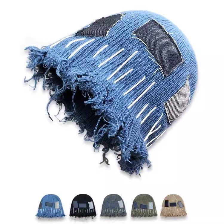 Ripped Wool Knit Beanie - Trendy Winter Hat for Men & Women