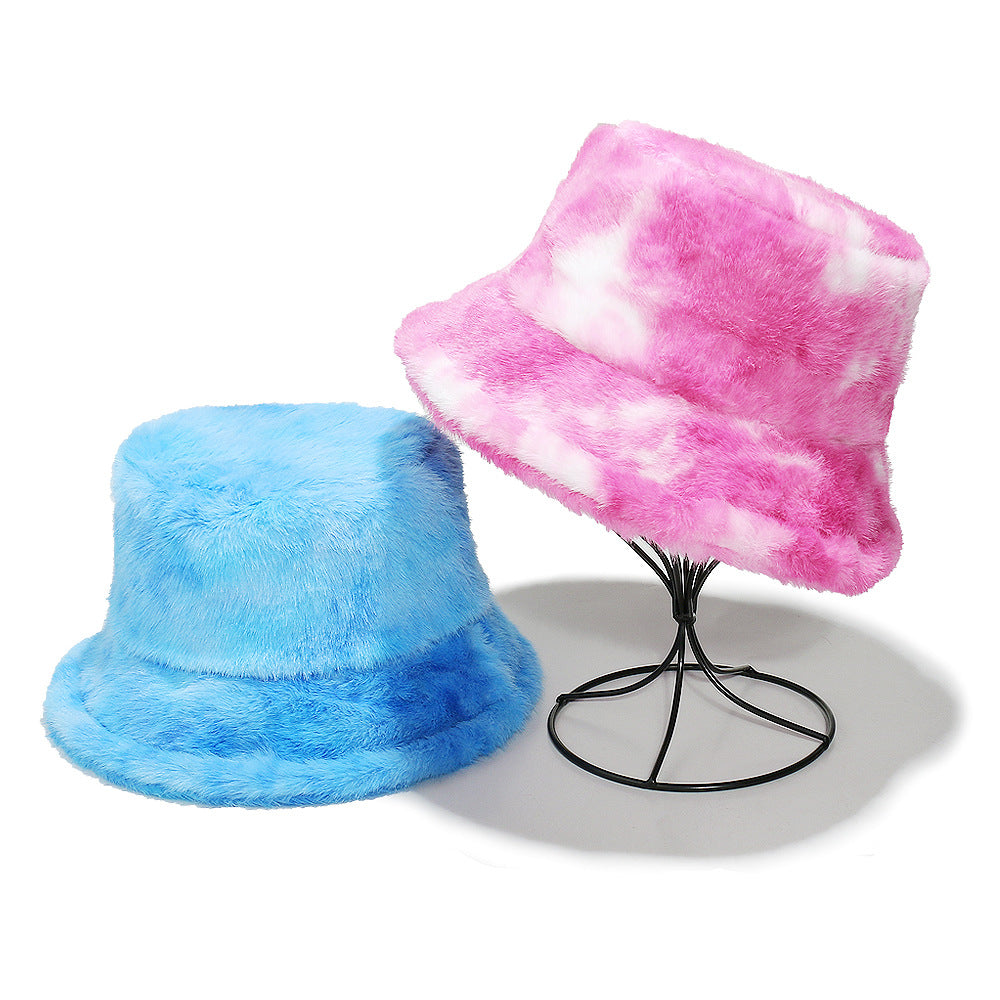 Tie-Dye Fur Fisherman Hat - Warm Ear Protection