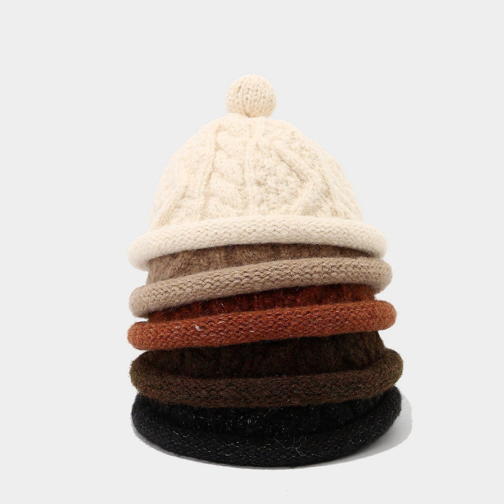 Cozy Cable Knit Beanie with Pom - Japanese Style