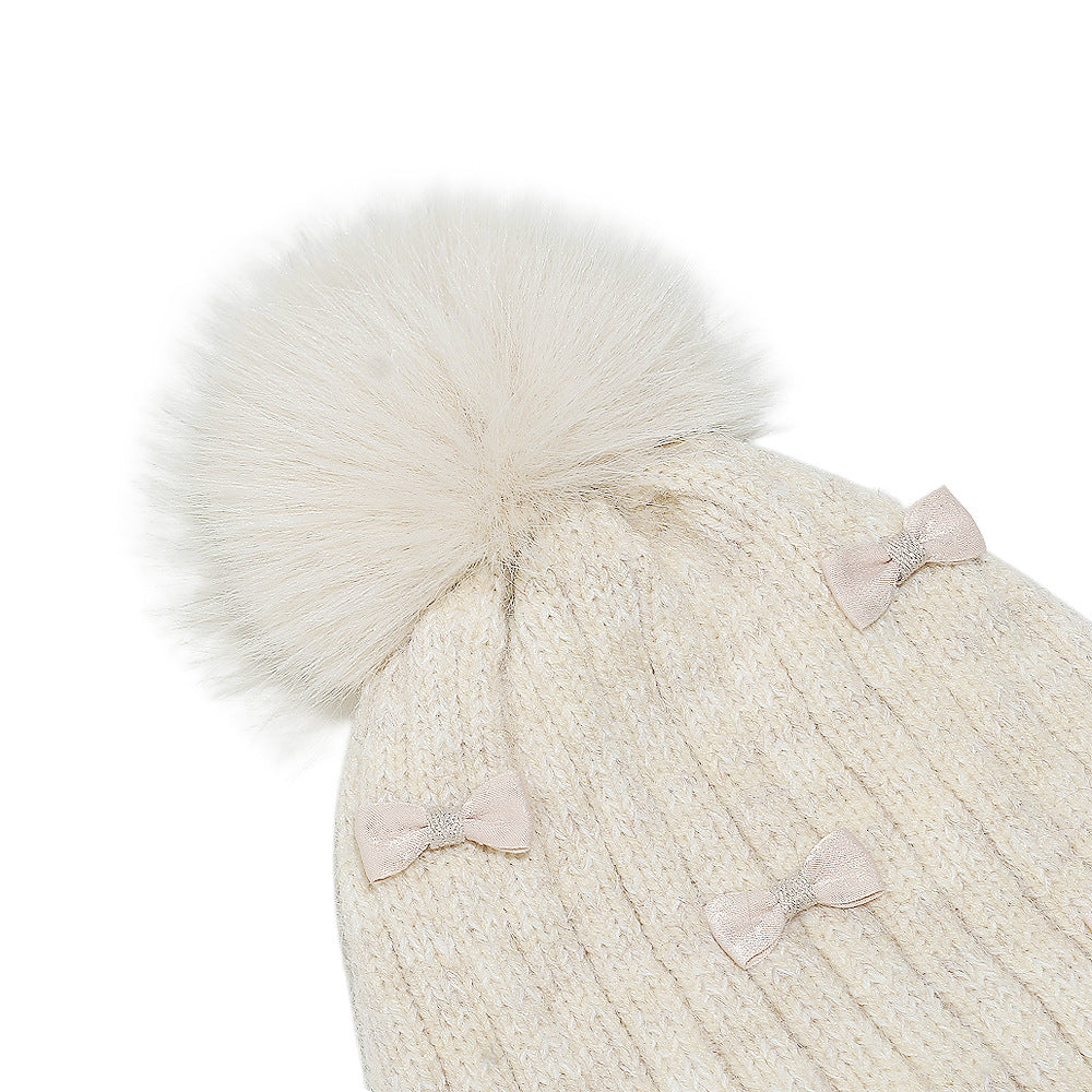Girls' Bow Earflap Knit Hat - Cozy Winter Style
