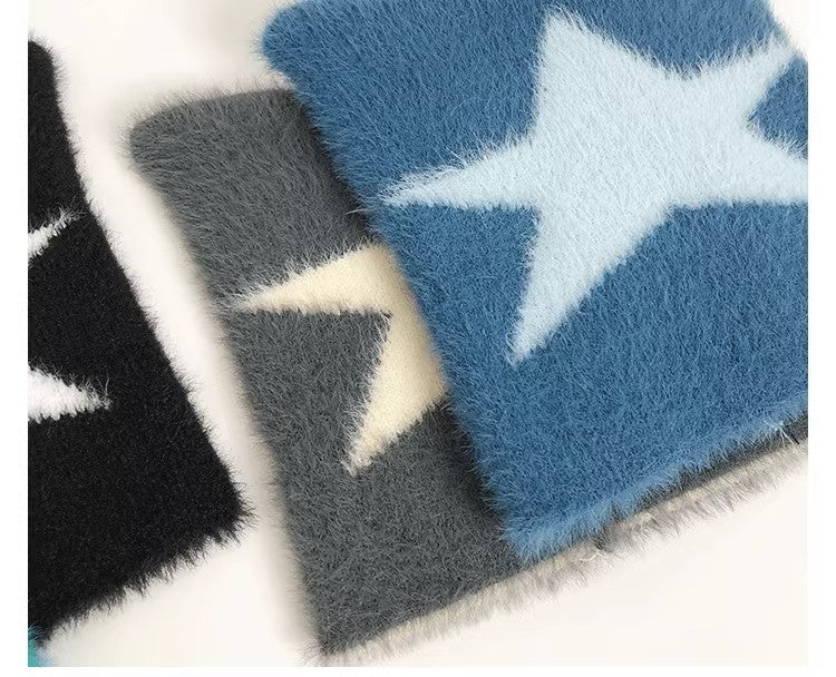 Cozy Star Cat Ear Beanie: Warm Wool Blend Hat for Autumn/Winter