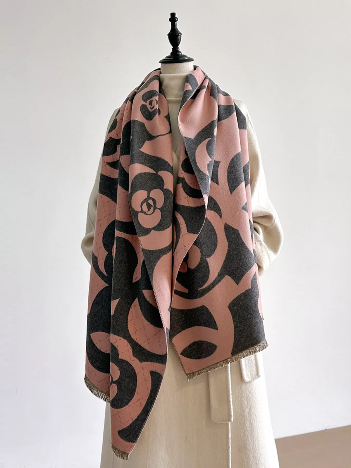 Floral Patterned Warm Winter Scarf