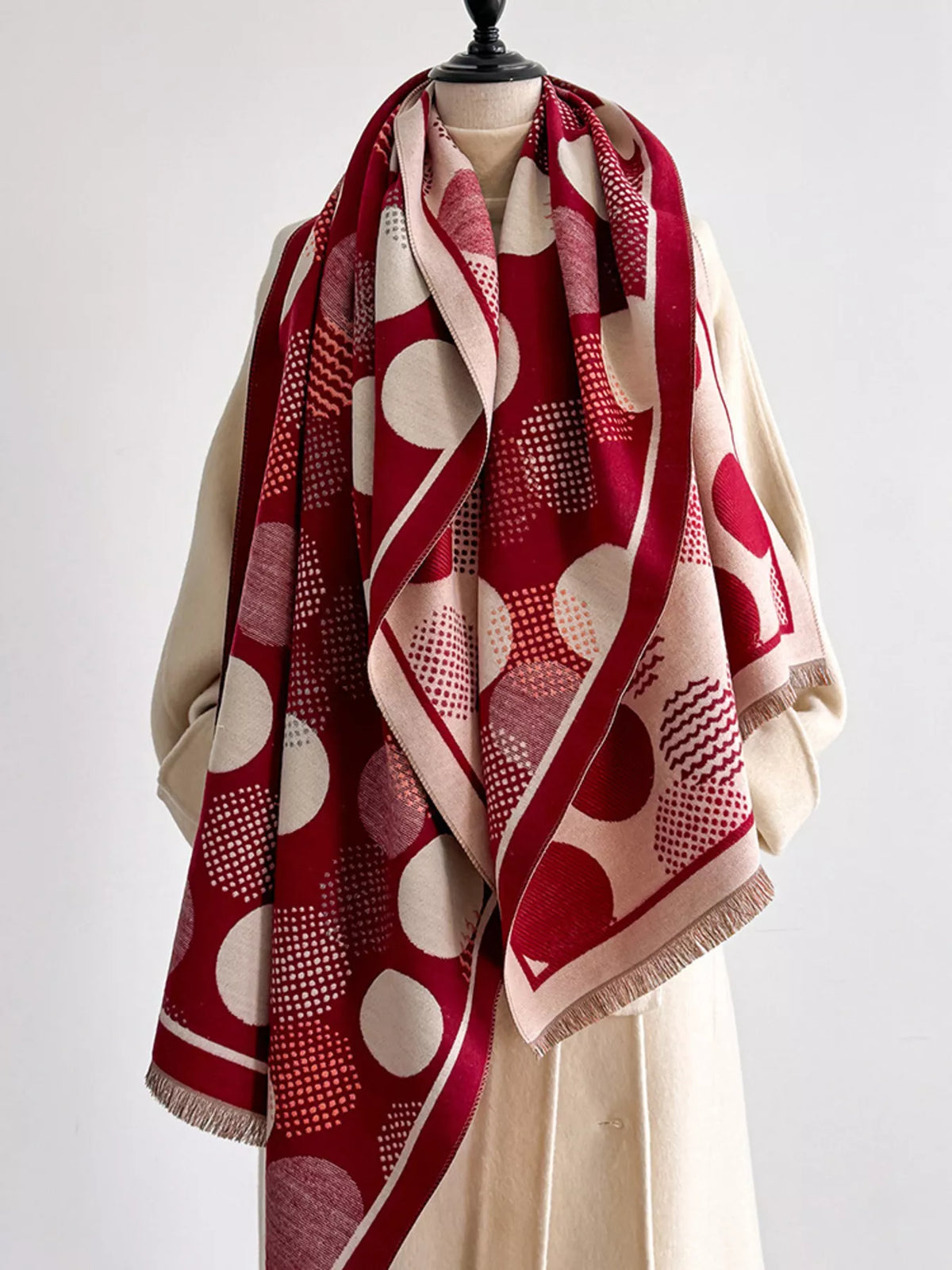Polka Dot Raw Hem Scarf