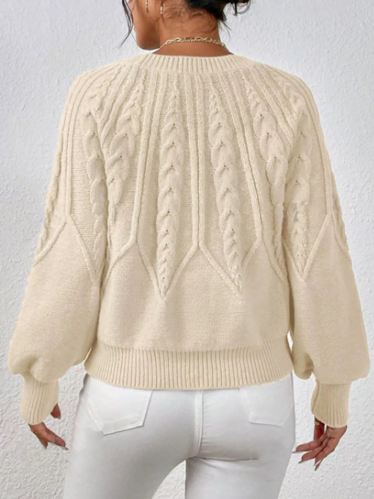 Cable Knit Ribbed Long Sleeve Sweater