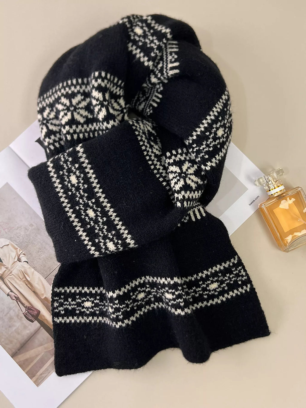 Snowflake Knitted Winter Scarf