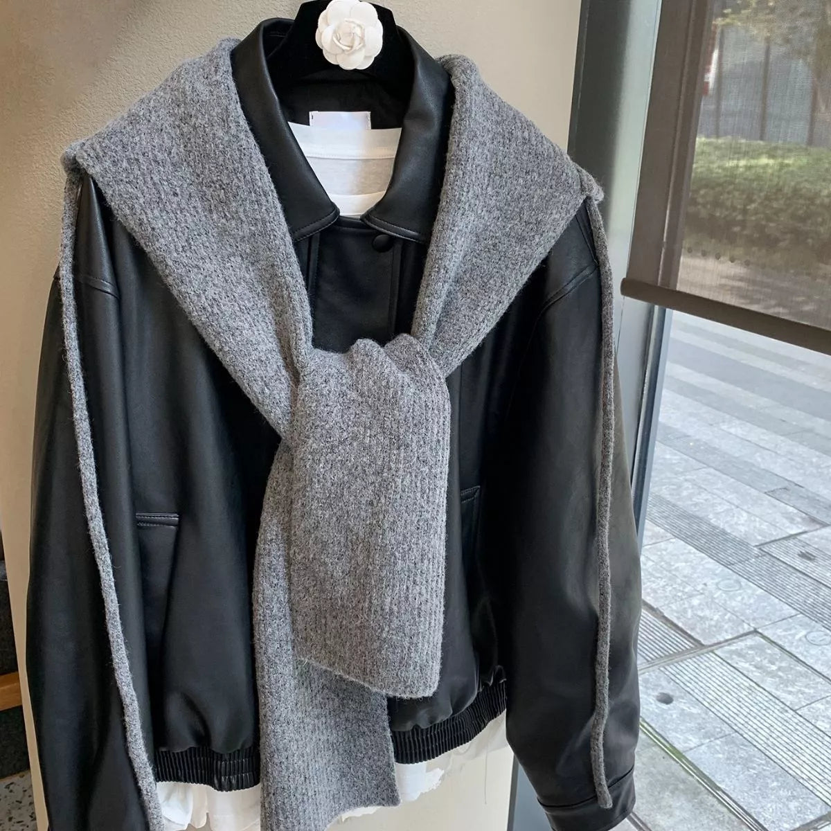 Cozy Knit Tie Hooded Scarf