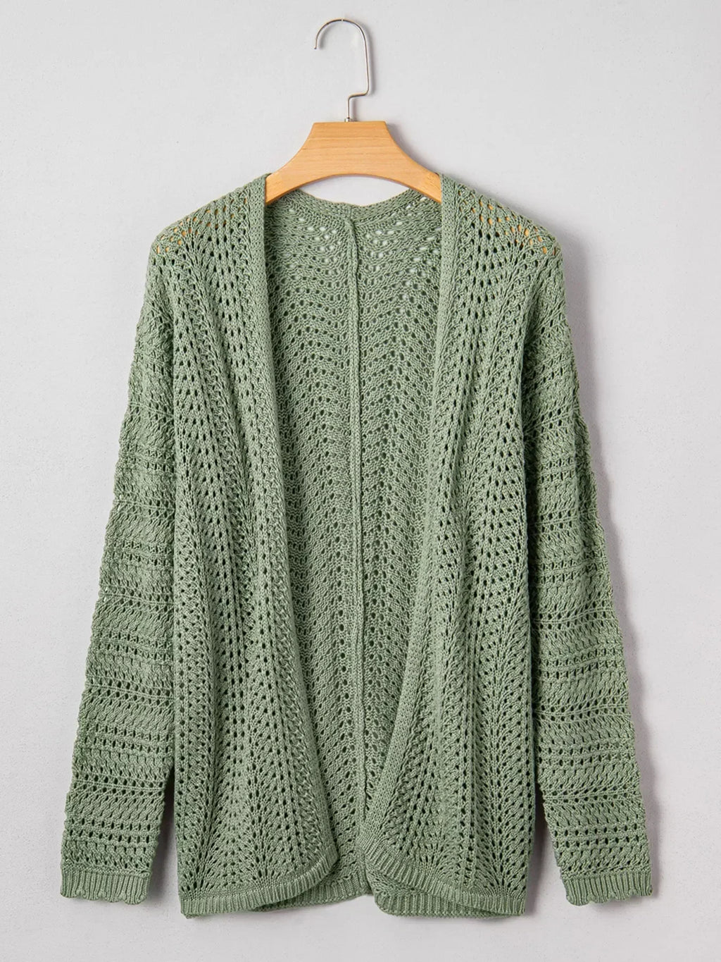 Scalloped Edge Eyelet Knit Batwing Cardigan