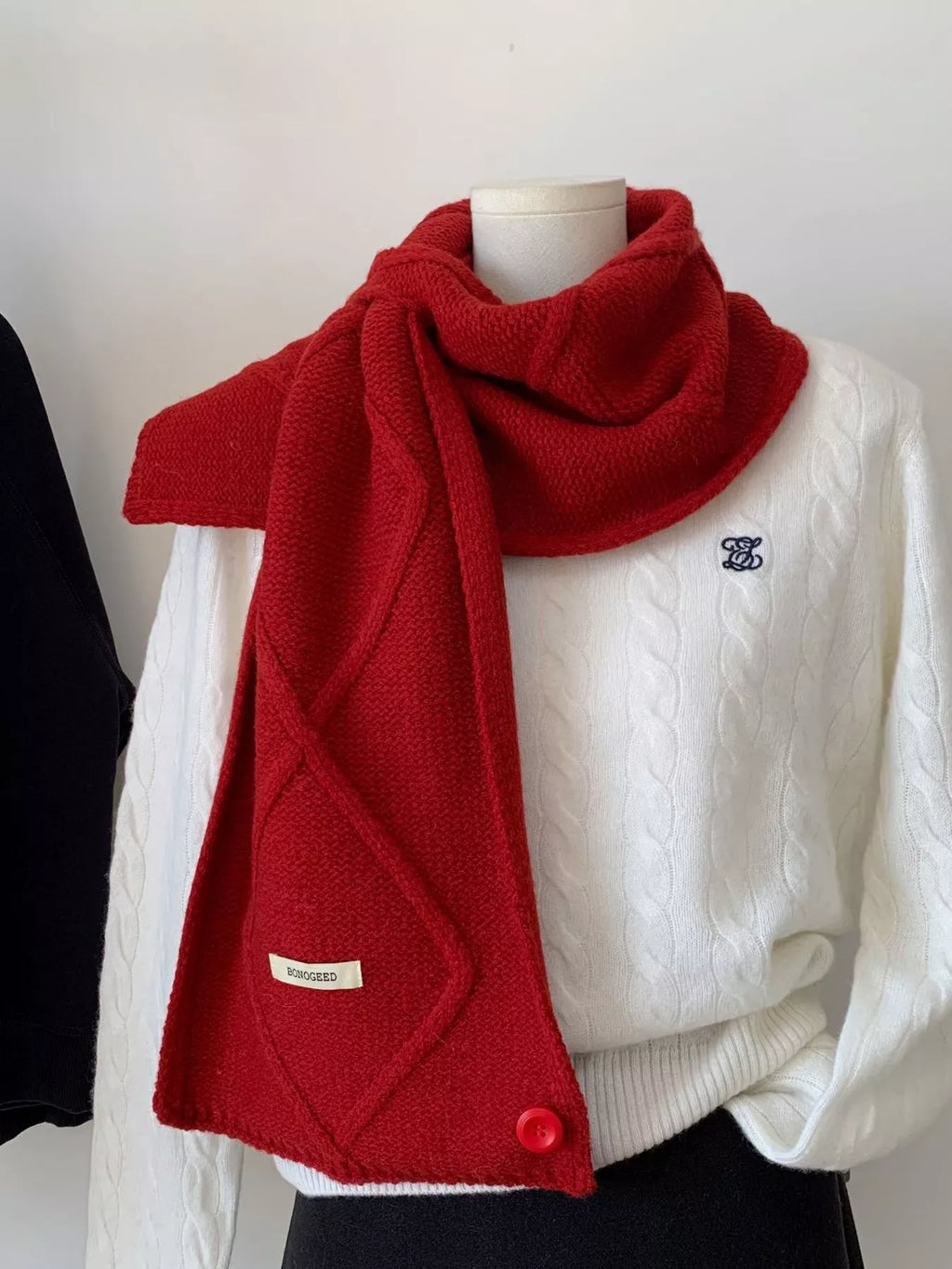 Solid Color Cable Knitted Winter Scarf