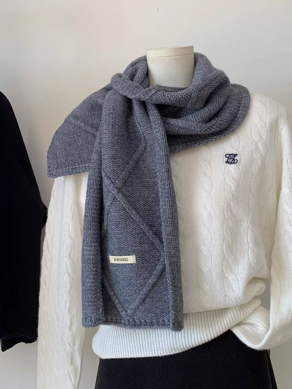 Solid Color Cable Knitted Winter Scarf