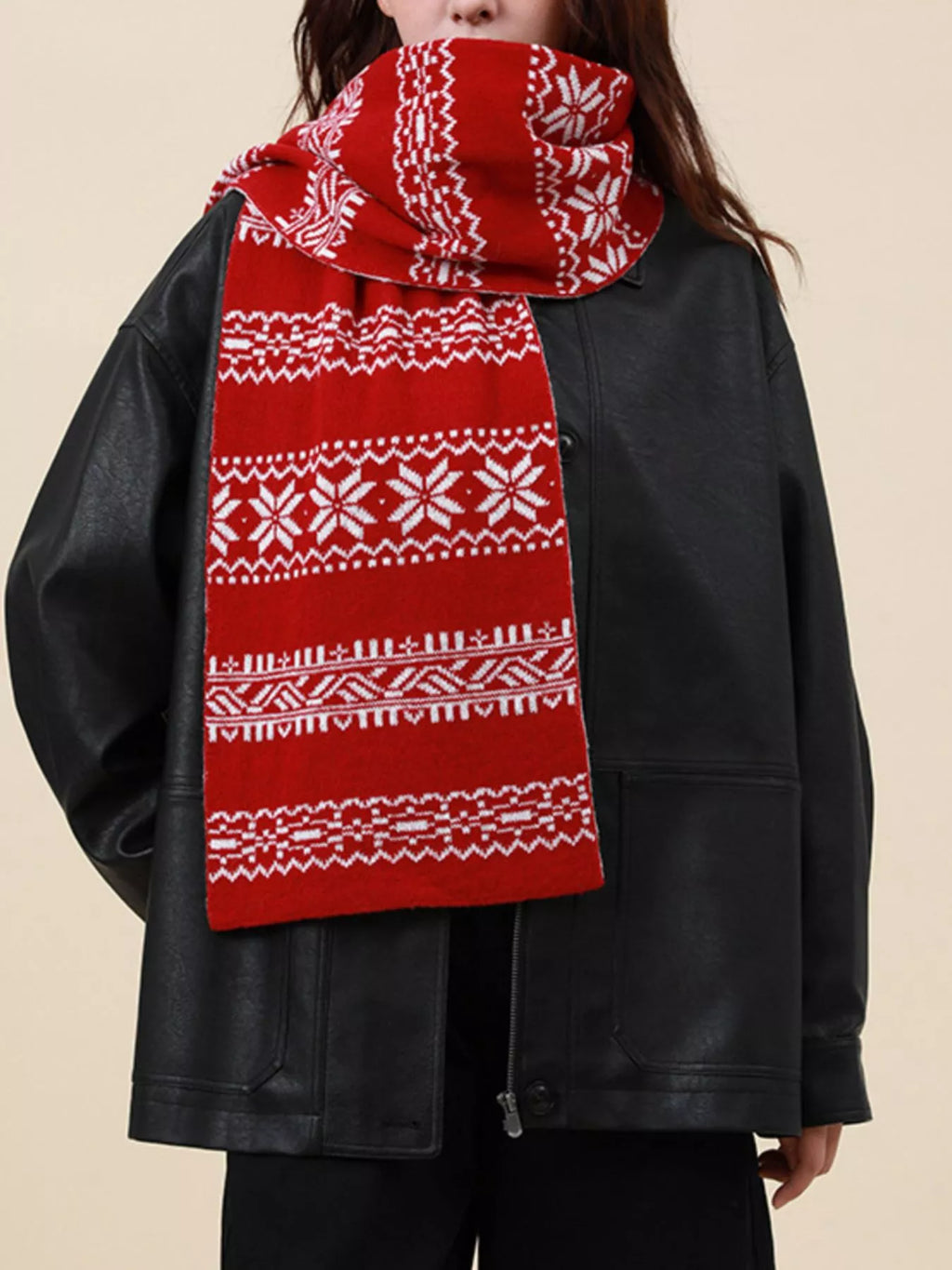 Christmas Snowflake Knit Scarf