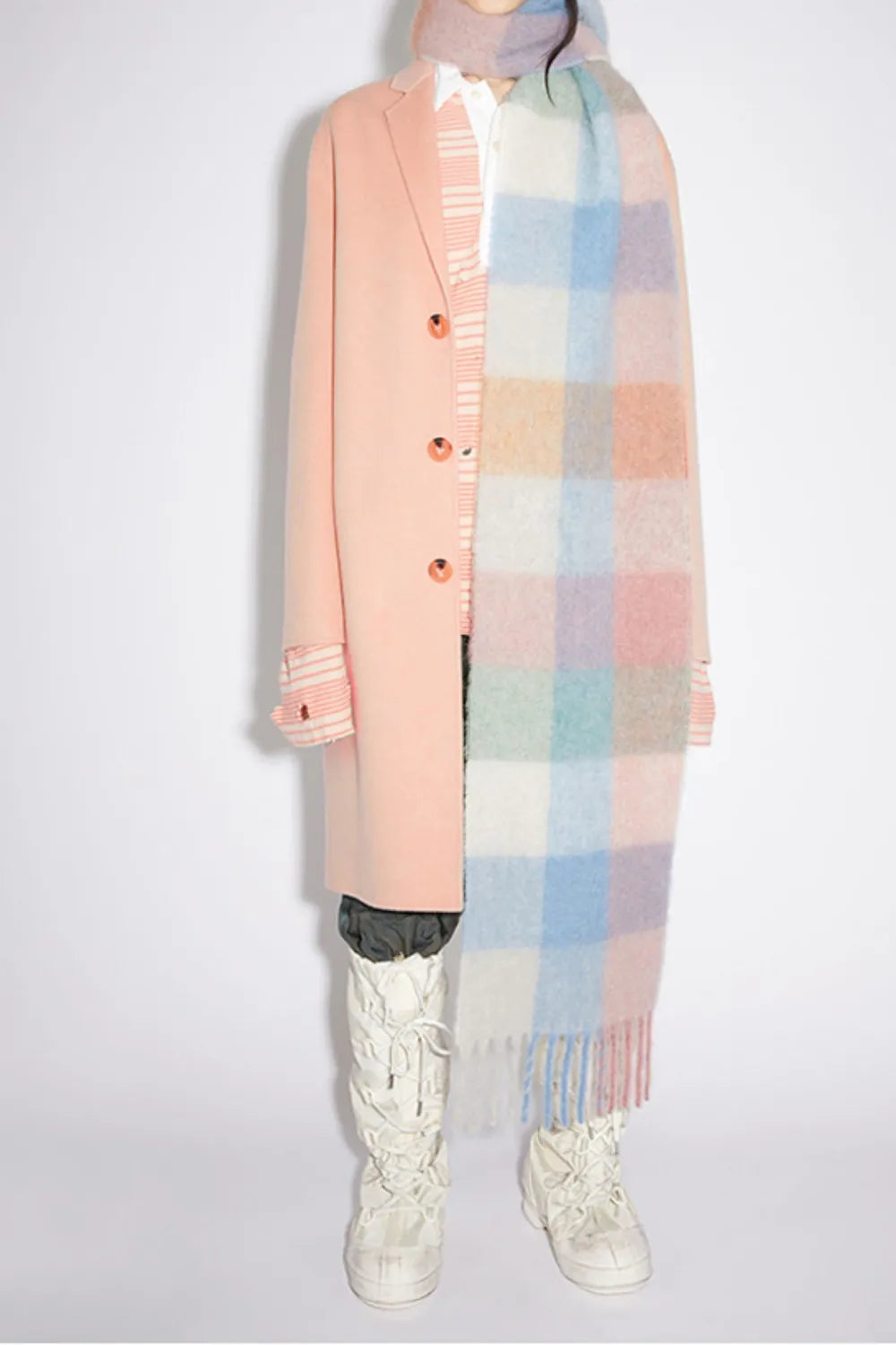 Thermal Fringe Plaid Scarf