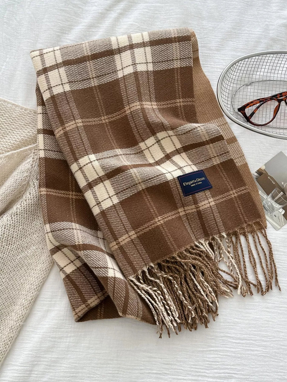 Classic Fringe Plaid Scarf