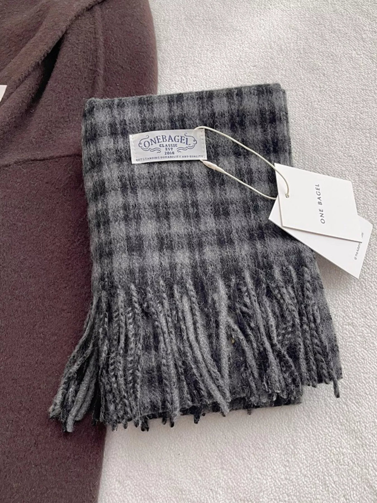 Classic Plaid Fringe Wool Scarf