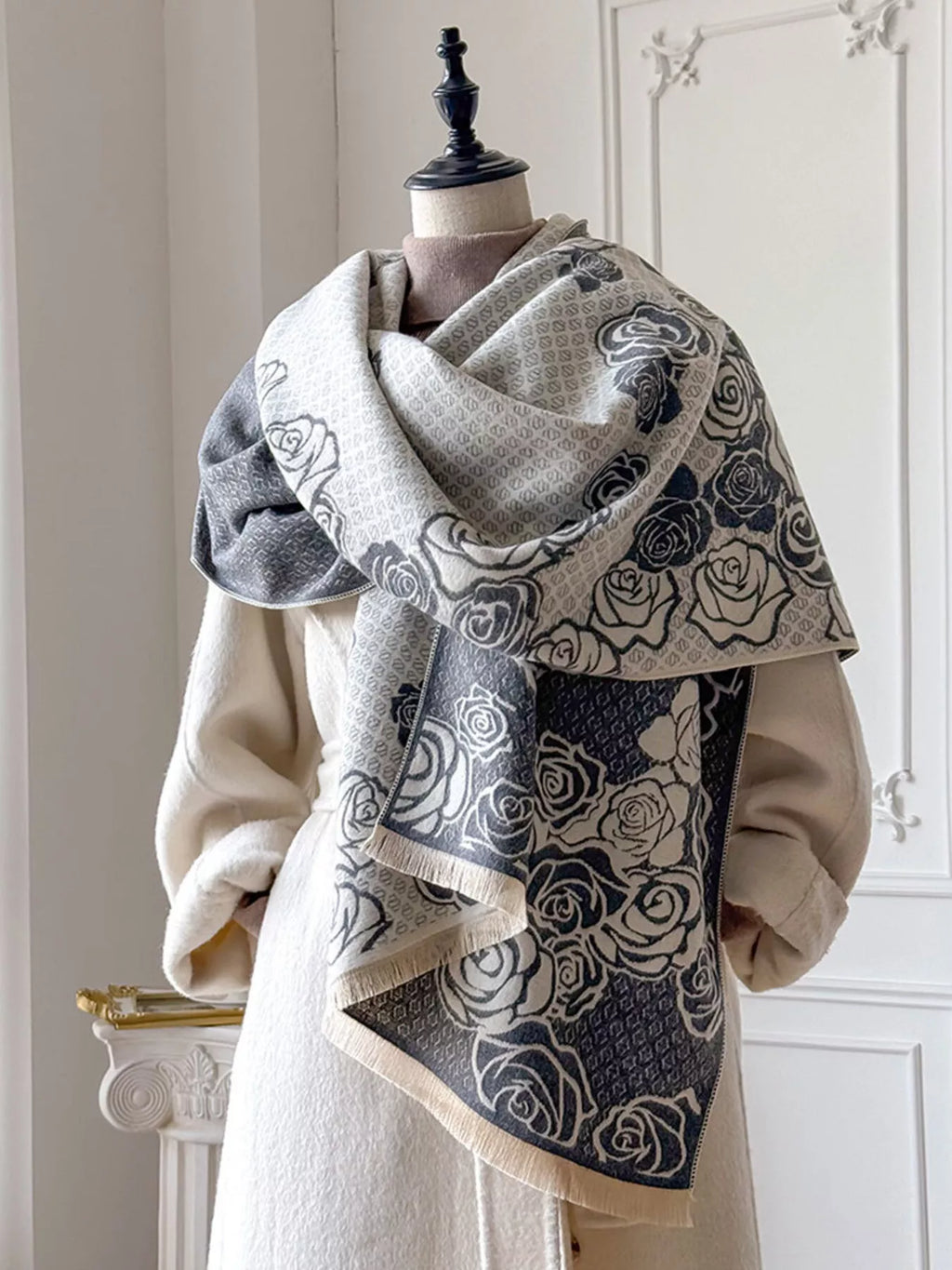 Rose Pattern Warm Scarf