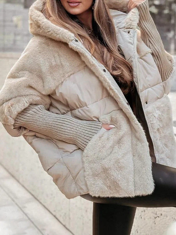 Warm Women's Padded Parka with Hood and Fleece Lining