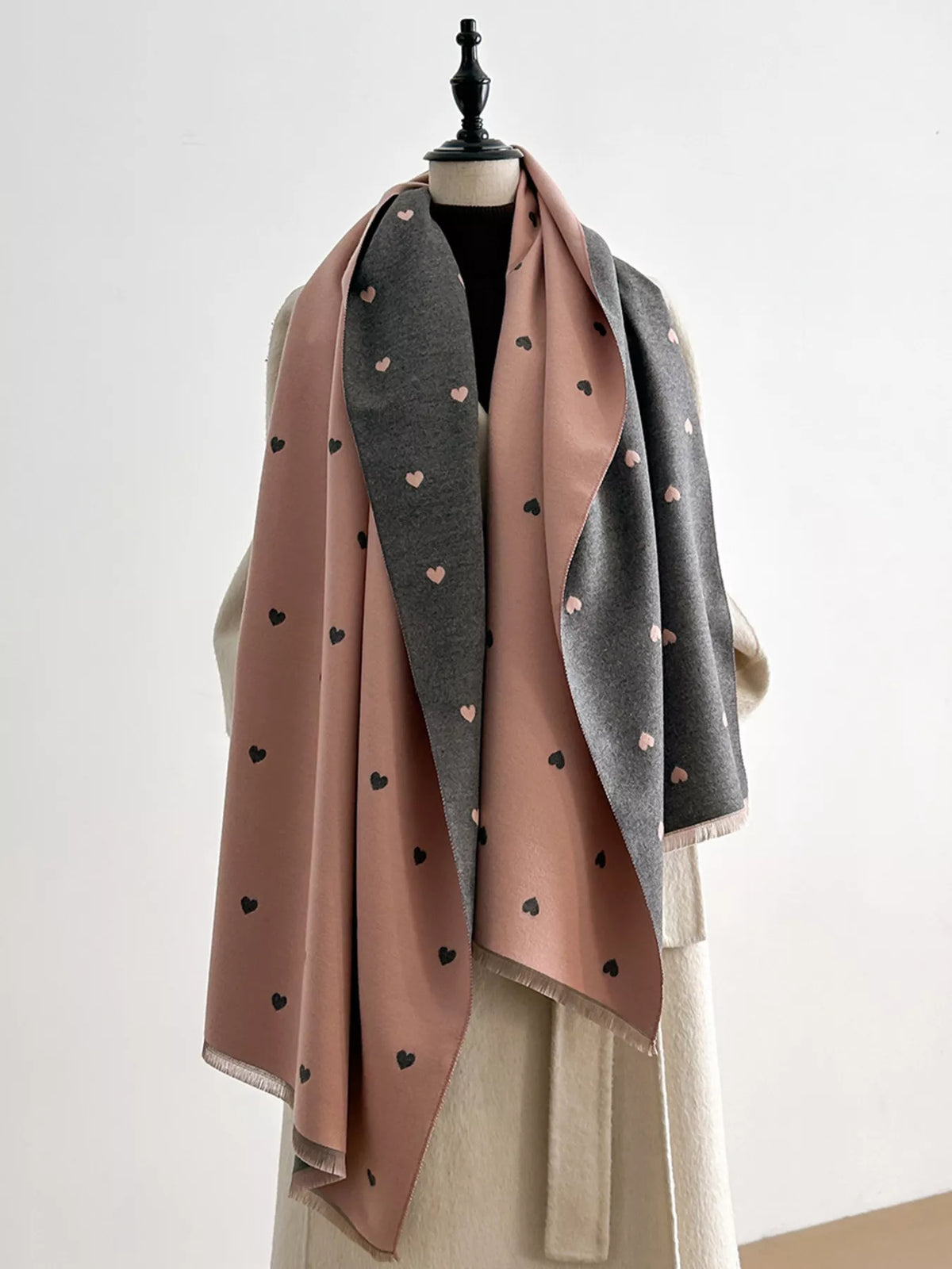 Heart Raw Hem Scarf