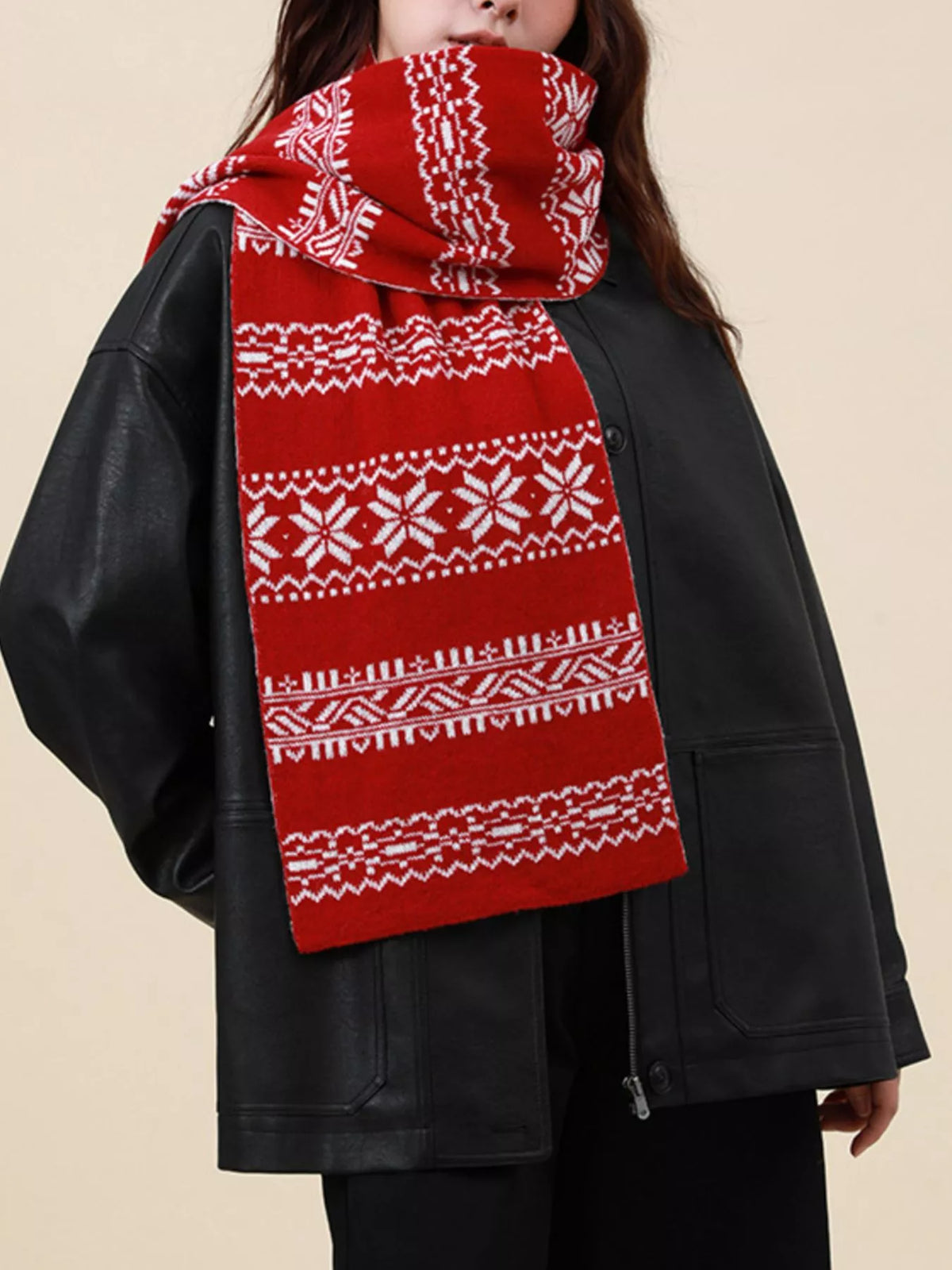 Christmas Snowflake Knit Scarf