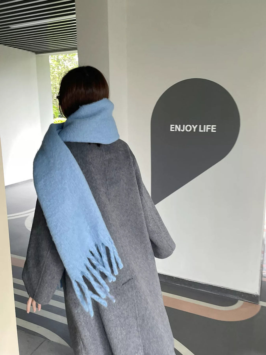 Solid Color Chunky Brushed Fringe Scarf