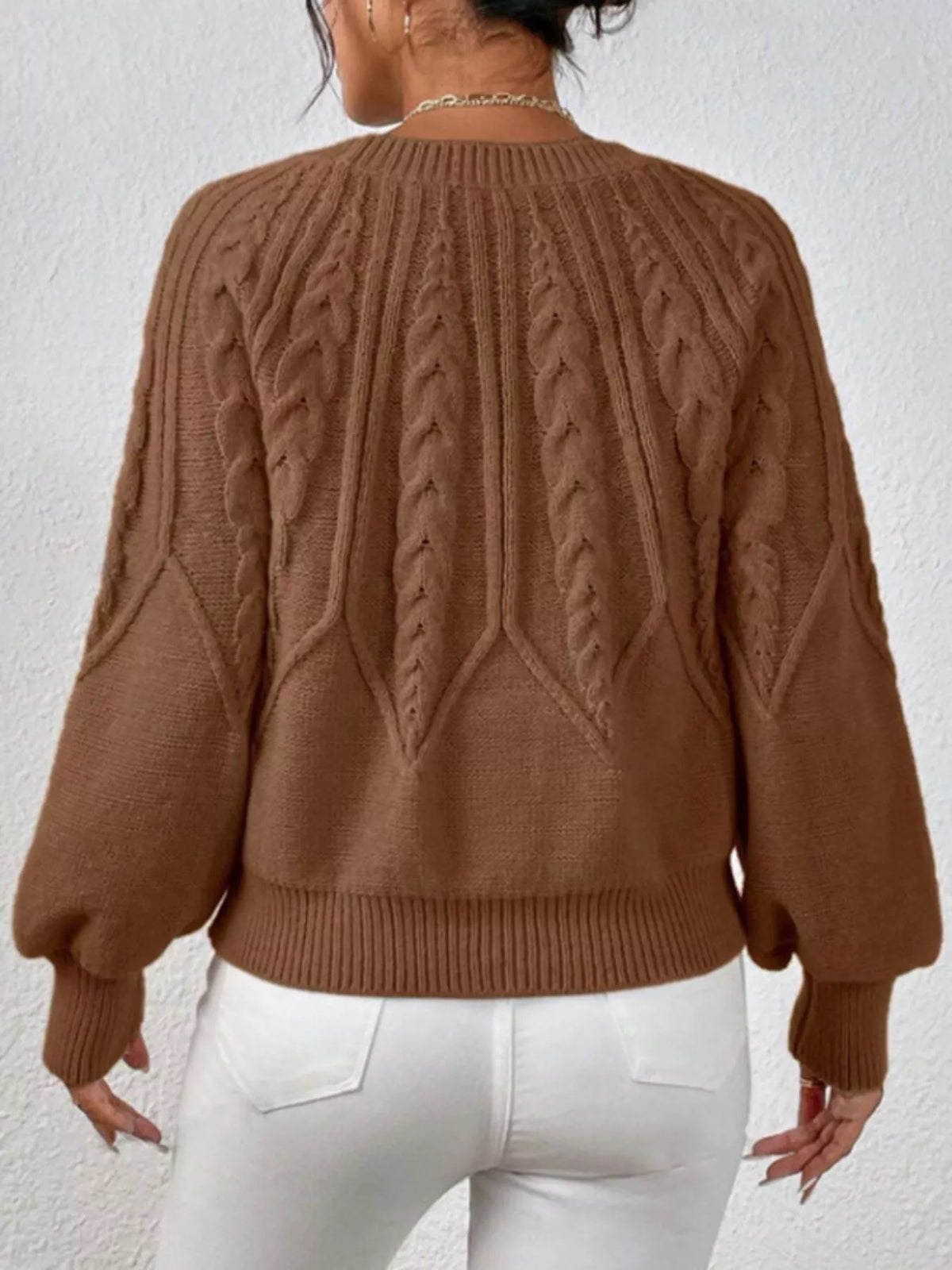Cable Knit Ribbed Long Sleeve Sweater