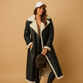 Elegant long winter coat with lapel collar for women | Isabelle