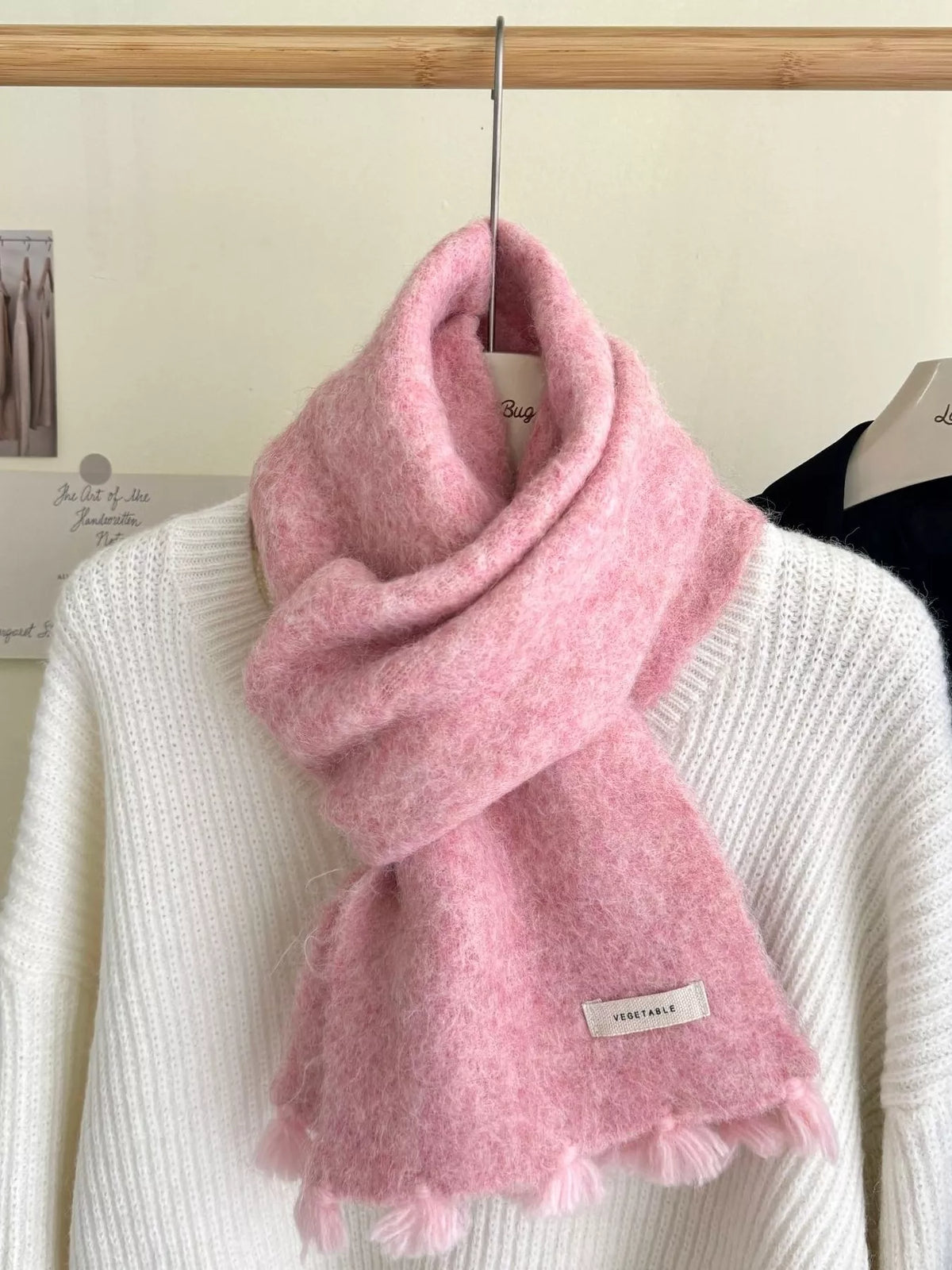 Wool Tassel Knitted Scarf