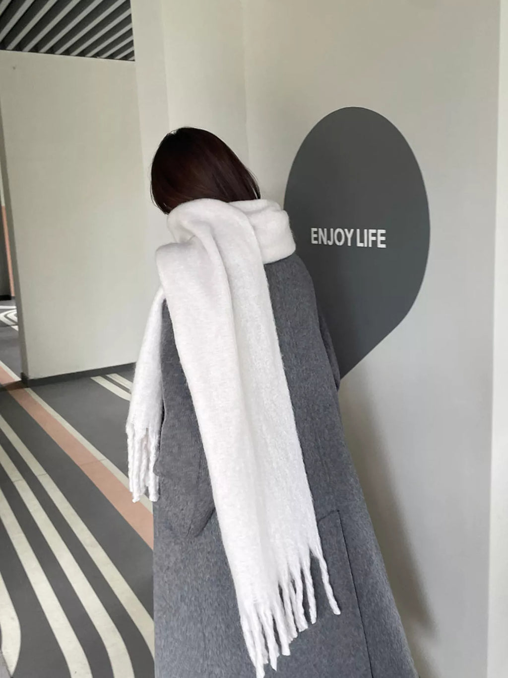 Solid Color Chunky Brushed Fringe Scarf