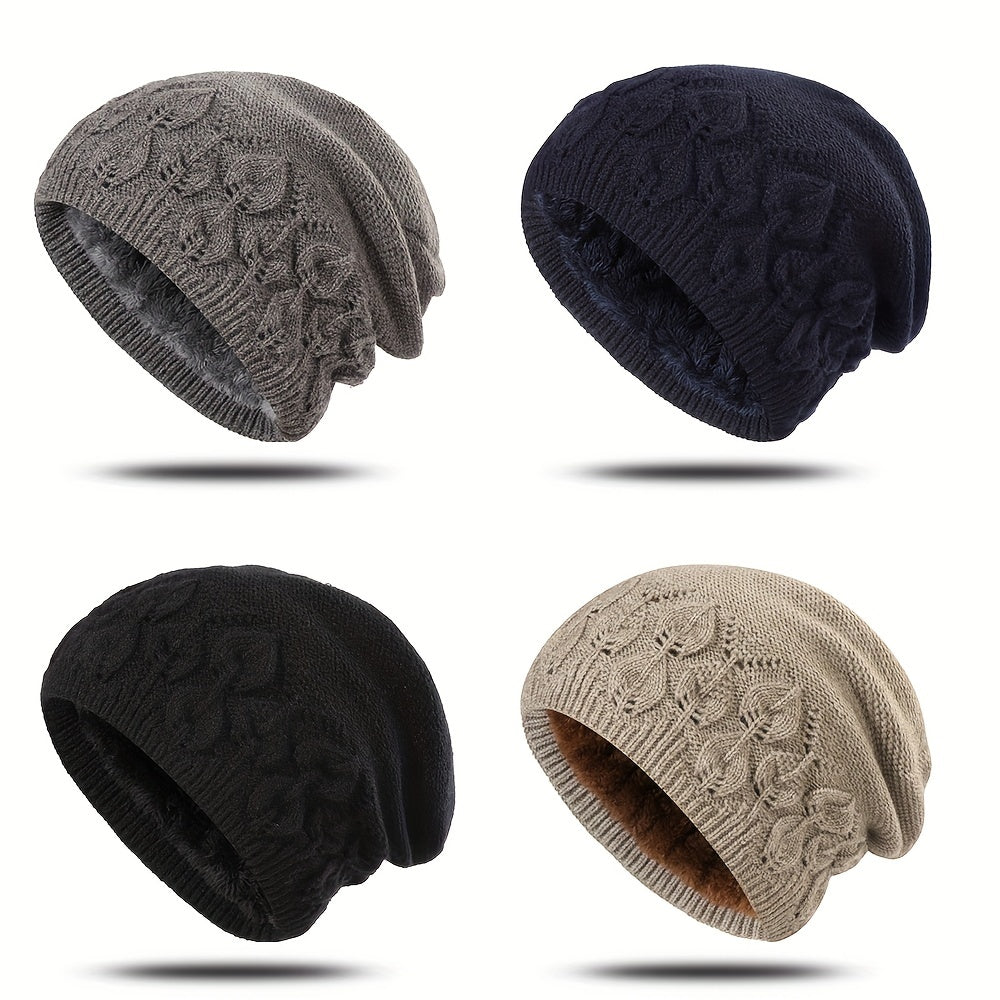 Pandaize Unisex Vintage Knitted Fleece Beanie