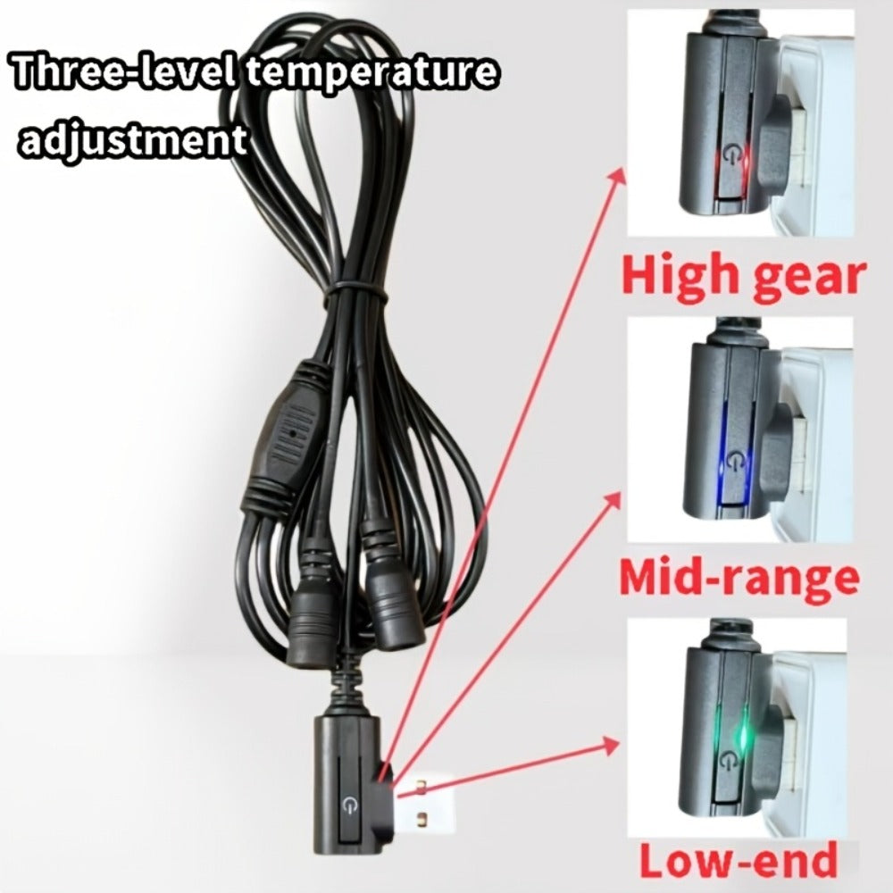USB Heated Full-Finger Gloves with Three-Level Inline Controller, Wrist Heating Panels and Touchscreen Fingertips